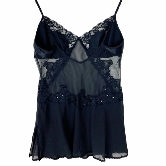 Vintage Y2K Victoria’s Secret Silk Mini Slip Dress Sheer Lace Size M Black - Picture 8 of 15